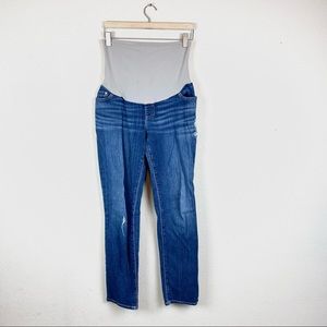 Indigo Blue Distressed Skinny Maternity Jeans